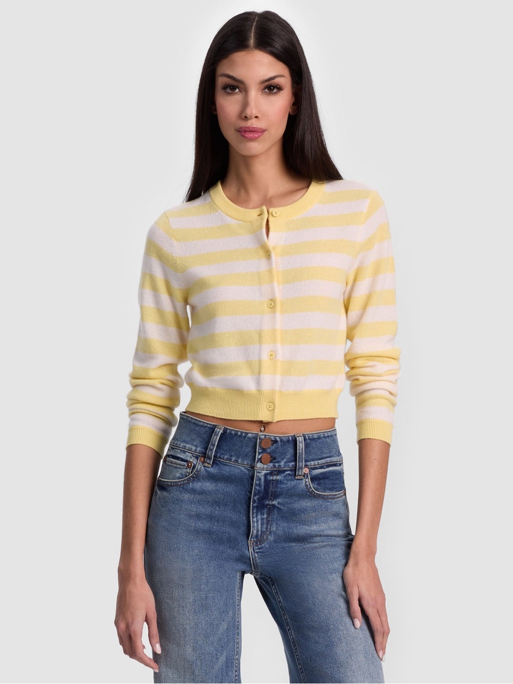 NWT ALICE AND OLIVIA DOLLY STRIPED CASHMERE CARDIGAN SWEATER XS
